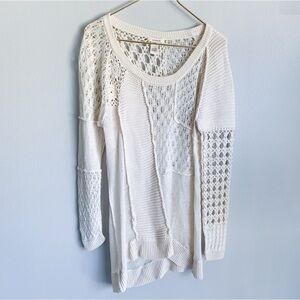 Sundance Cream Open-Weave Scoop-Neck Pullover